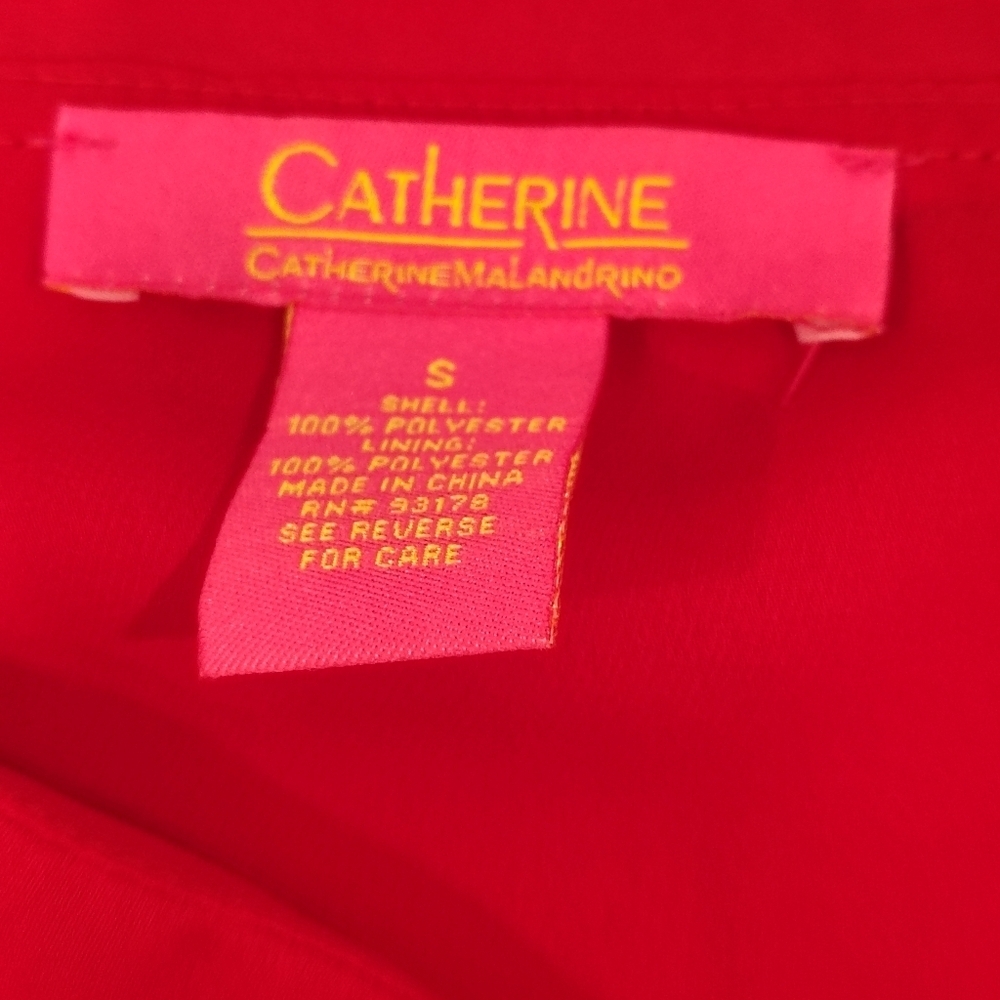 Catherine Malandrino Womens Size Small Red Long Sleeve Blouse Ruffle Front - Picture 6 of 8